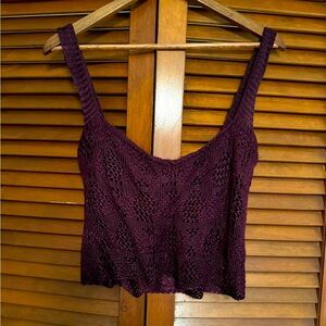 Zara crochet style knit purple crop top